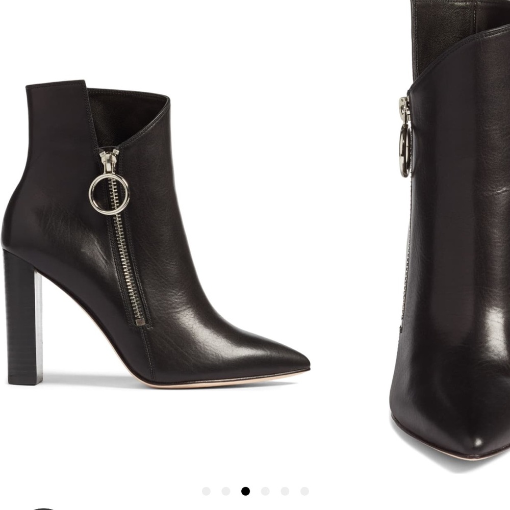 Paige Kate Asymmetrical Ankle Leather Booties 8.5 Black Boots Academia.